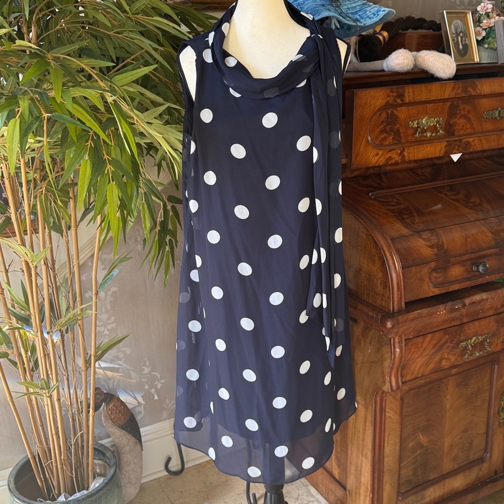 SLNY ladies crêpe sleeveless sheer dress excellent condition size 12 - Picture 6 of 8
